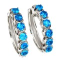 Natural Neon Blue Apatite Gemstone Solid .925 Sterling Silver 14K White Gold Earrings