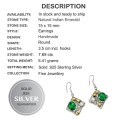 Natural Emerald Solid .925 Sterling Silver Earrings