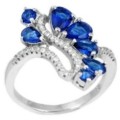 2 cts Sapphire Quartz , White Topaz  Solid .925 Sterling Silver Ring Size US 6 or M