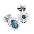 7.2 cts Real Stones Natural London Blue Topaz CZ Gemstone Solid .925 Sterling Silver Studs