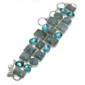 Rare Find Natural Aquamarine and Green Amethyst Gemstone 925 Silver Necklace
