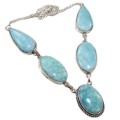 Natural Aquamarine Gemstone 925 Silver Necklace