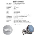 Natural Peruvian Angelite Gemstone 925 Sterling Silver Ring Size 8.5 or Q 1/2