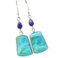 Natural Sleeping Beauty Turquoise, Lapis Lazuli  Gemstone .925 Sterling Silver Earrings