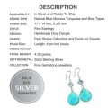 Natural Blue Mohave Turquoise, Blue Topaz Gemstone Solid .925 Sterling Silver Earrings