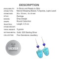 Natural Turquoise, Lapis Lazuli  Gemstone .925 Sterling Silver Earrings
