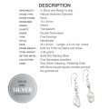 Natural Herkimer Diamond Gemstone Solid .925 Sterling Silver Drop Dangle Earrings