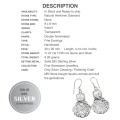 Indonesian Bali - Java Natural Herkimer Diamond Gemstone Solid .925 Sterling Silver Earrings