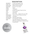 Natural Herkimer Diamond and Purple Amethyst Gemstone Solid .925 Sterling Silver Pendant