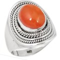 4.10 cts Natural Carnelian Solid .925 Sterling Silver Ring Size 8 or Q