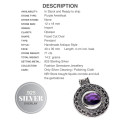 Handmade Antique Style Purple Amethyst Oval Gemstone 925 Silver Pendant