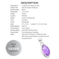 Dainty Natural Purple Amethyst Marquise Gemstone Solid .925 Sterling Silver Pendant