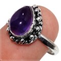 Dainty Handmade Purple Amethyst Pear Gemstone .925 Silver Ring Size US 8.5 / Q 1/2