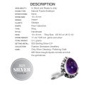 Dainty Handmade Purple Amethyst Pear Gemstone .925 Silver Ring Size US 8.5 / Q 1/2