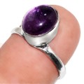 Dainty Handmade Purple Amethyst Oval Gemstone .925 Silver Ring Size US 6.5 / N