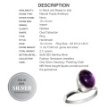 Dainty Handmade Purple Amethyst Oval Gemstone .925 Silver Ring Size US 6.5 / N