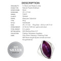 Handmade Natural Purple Amethyst Marquise Gemstone .925 Silver Ring Size US 9 or R 1/2