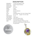 3.50 cts Two Tone Victorian Natural Purple Amethyst Gemstone Solid .925 Sterling Silver Pendant