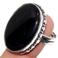 Handmade Black Onyx Oval Gemstone .925 Silver Ring Size US 9 or UK R 1/2