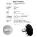 Handmade Black Onyx Oval Gemstone .925 Silver Ring Size US 9 or UK R 1/2