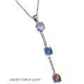 Deluxe Unheated Rainbow Full Flash Rainbow Fire Opal Solid .925 Sterling 14K W Gold Necklace