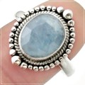 5.08 cts Natural Aquamarine Gemstone Set Solid .925 Sterling Silver Ring Size 8.5 or Q 1/2