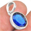 Natural Canadian Blue Fire Labradorite Solid .925 Silver Sterling Pendant