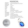 Natural Canadian Blue Fire Labradorite Solid .925 Silver Sterling Pendant