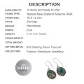 Natural New Zealand Abalone Gemstone 925 Silver Earrings