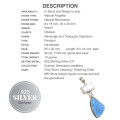 Natural Angelite and Moonstone Gemstone 925 Sterling Silver Pendant