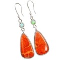 Eye Catching Natural Sponge Coral, Fire Opal Solid .925 Sterling Silver Earrings