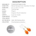 Desirable Natural Sponge Coral, Fire Opal Solid .925 Sterling Silver Earrings