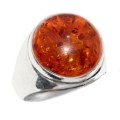 Handmade Baltic Amber Gemstone Set in .925 Sterling Silver Ring Size 8 or Q