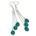 Spider Web Matrix Turquoise Gemstone .925 Sterling Silver Earrings