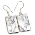 Natural Howlite Gemstone  925 Sterling Silver Earrings