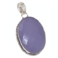 Lavender Chalcedony Faceted Oval Gemstone 925 Silver Pendant