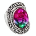 Faceted Bi-colour Ametrine Gemstone .925 Silver Ring US size 8 / UK Q