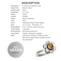 Handmade Dainty Round Citrine Gemstone .925  Silver Ring Size 7.5 OR P