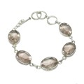 Handmade Faceted Morganite Ovals 925 Silver Bracelet