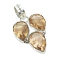 Faceted Morganite Pears Set in .925 Silver Pendant