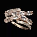 Deluxe Rose Gold Natural Morganite White Cubic Zirconia Solid .925 Sterling Silver Ring Size US 9