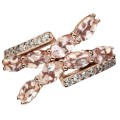 Deluxe Rose Gold Natural Morganite White Cubic Zirconia Solid .925 Sterling Silver Ring Size US 9