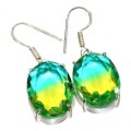 Handmade Bi-Tourmaline Gemstone .925 Silver Earrings