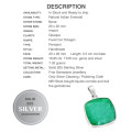 Natural Indian Emerald Octagon Shape Gemstone Solid 925 Sterling Silver Pendant