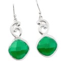 Natural Indian Emerald  Gemstone set in Solid .925 Sterling Silver Earrings