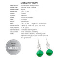 Natural Indian Emerald  Gemstone set in Solid .925 Sterling Silver Earrings