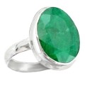 Natural Indian Emerald Oval Solid .925 Silver Ring Size 8 or Q