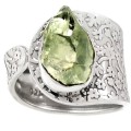 Natural Green Amethyst Rough Gemstone  Solid .925 Silver Ring Size 8 or Q