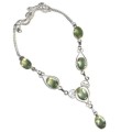 Handmade Faceted Ovals Green Amethyst Gemstone  .925 Silver Necklace