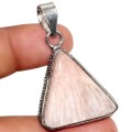 Iceland - Natural Scolecite Crystal Shape Gemstone  .925 Sterling Silver Pendant